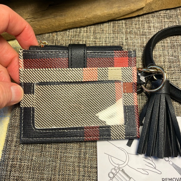 5299-ITT New KeyRing Plaid Print  PU Leather Tassel Clutch Wallet Bracelet - Picture 3 of 11